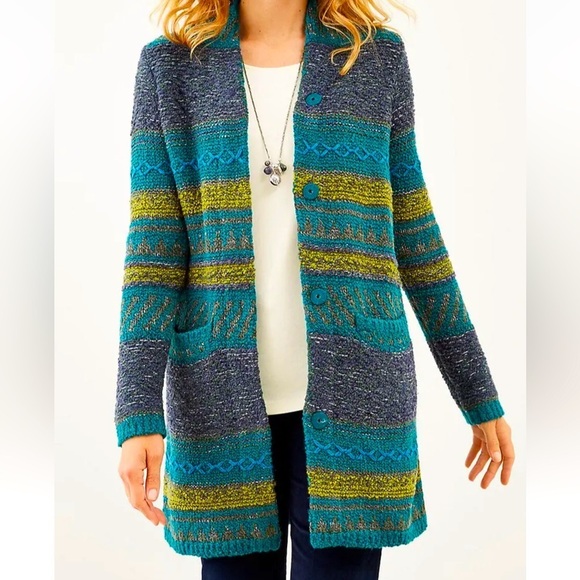 J Jill medium textured knit snap button closure, cardigan sweater coat - Picture 1 of 12